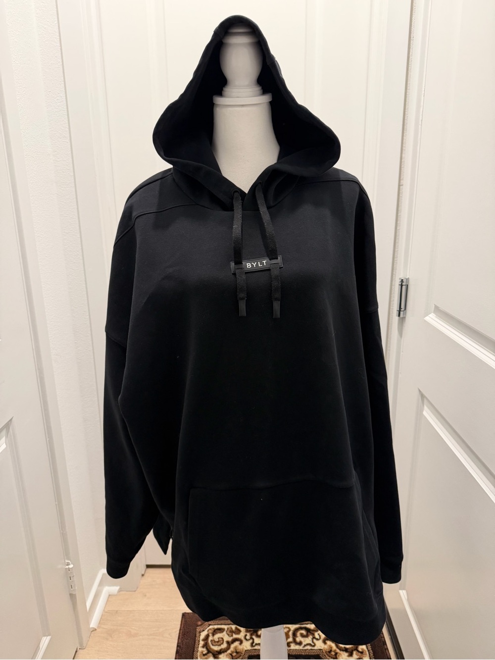BYLT Premium Basics Hoodie Mens XXL Black Oversized Side Zip Pullover Heavyweigh